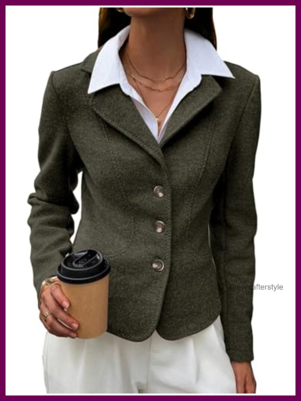 Tweed Cropped Blazer Tailored Work Jacket Notch Lapel